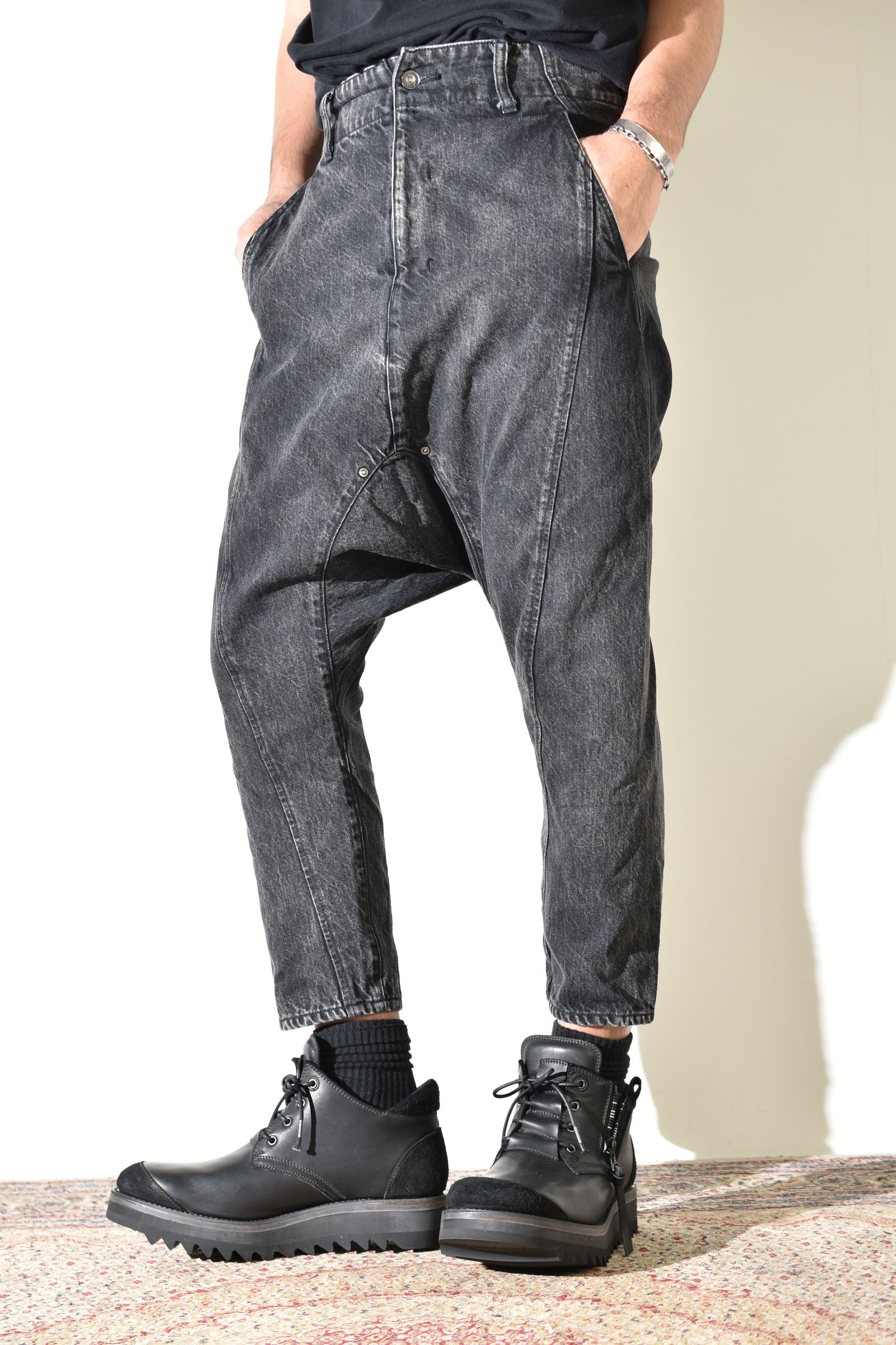 Sarrouel Denim Pants "Mist Bleach Black" / サルエルデニムパンツ "ミストブリーチブラック"