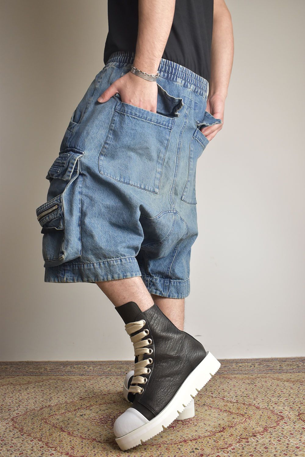 Vintage Denim Military Shorts"Blue" / ヴィンテージデニムミリタリーショーツ"ブルー"