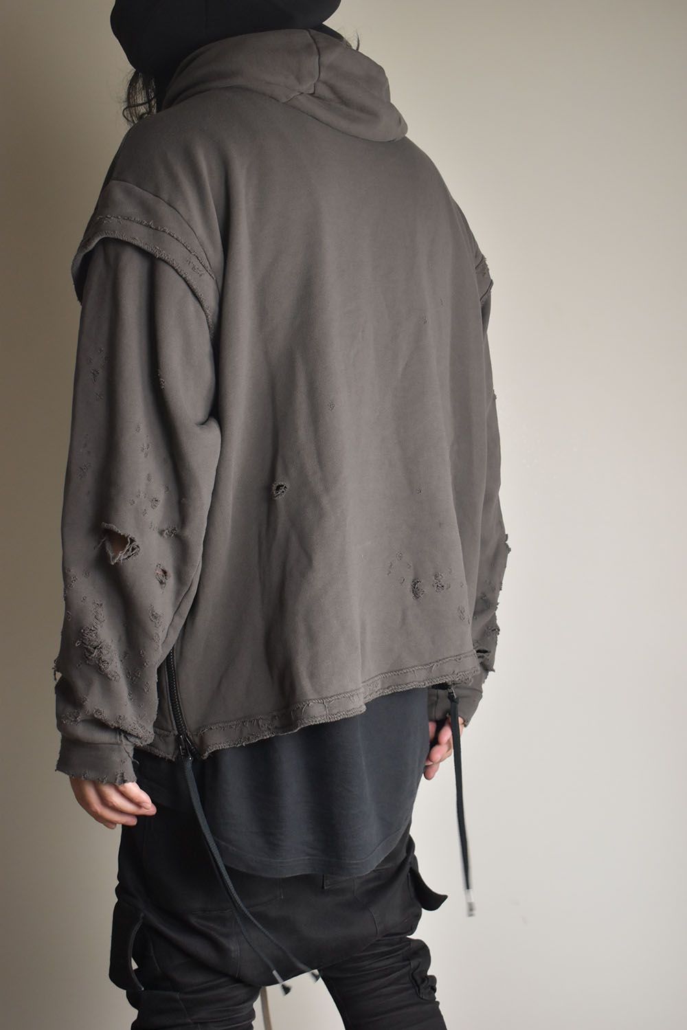 Untwisted Sweat Oversized Pullover Hoodie "Charcoal" / 無撚糸裏毛オーバーサイズプルオーバーフーディー"チャコール"