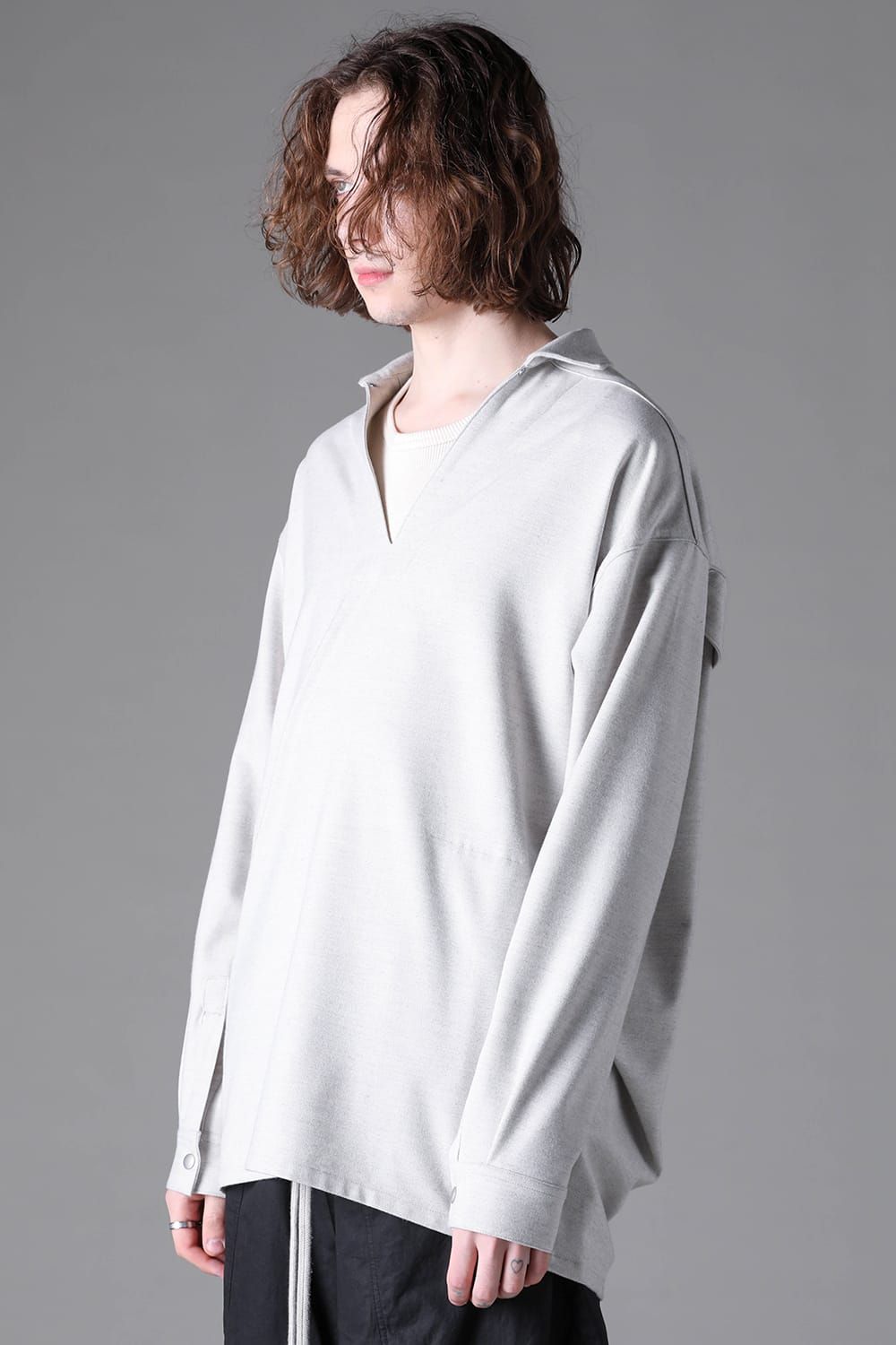 《2026AW先行予約》V Neck Shirts Pullover"Black / L.Grey" / Vネックシャツプルオーバー"ブラック/ライトグレー"