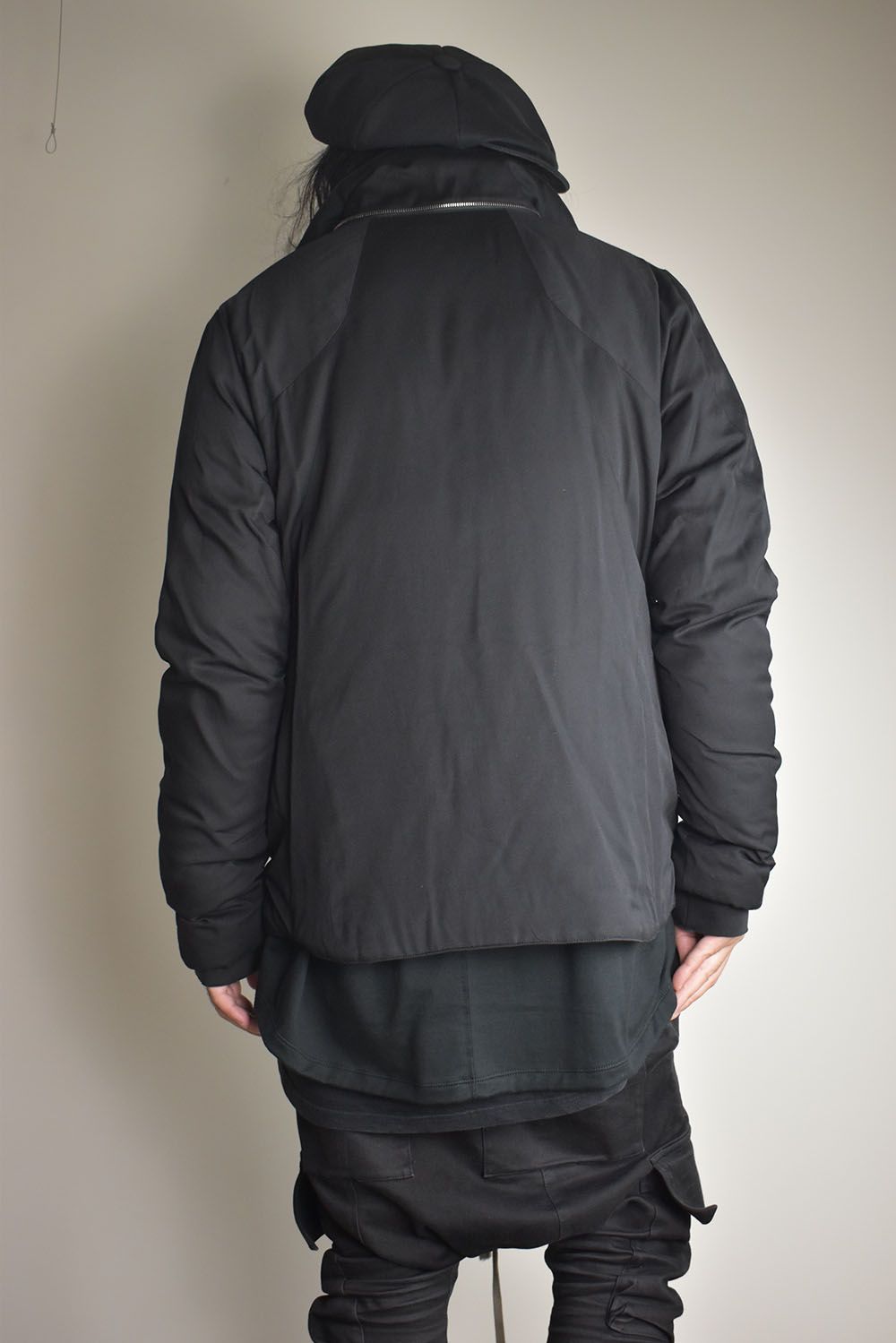 Rayon Twill Vest Hooded Down Jacket "Black" / レーヨンツイルベスト/フードアタッチドダウンジャケット"ブラック"