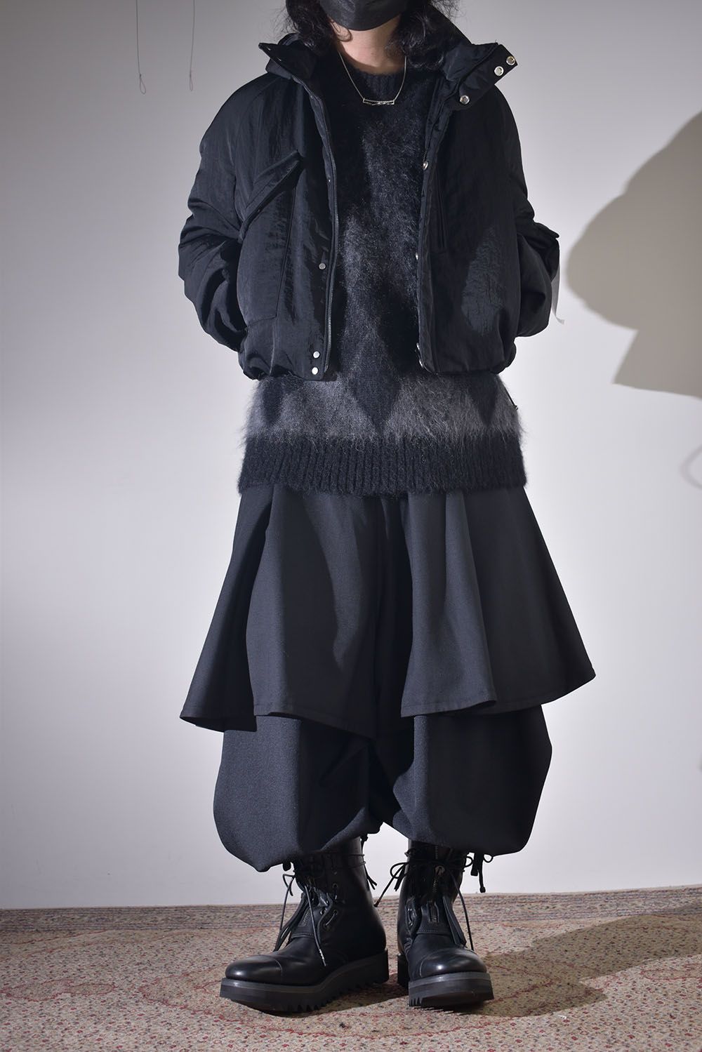 ショートブルゾン×レイヤードワイドサルエル