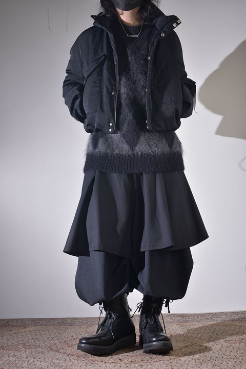 ショートブルゾン×レイヤードワイドサルエル