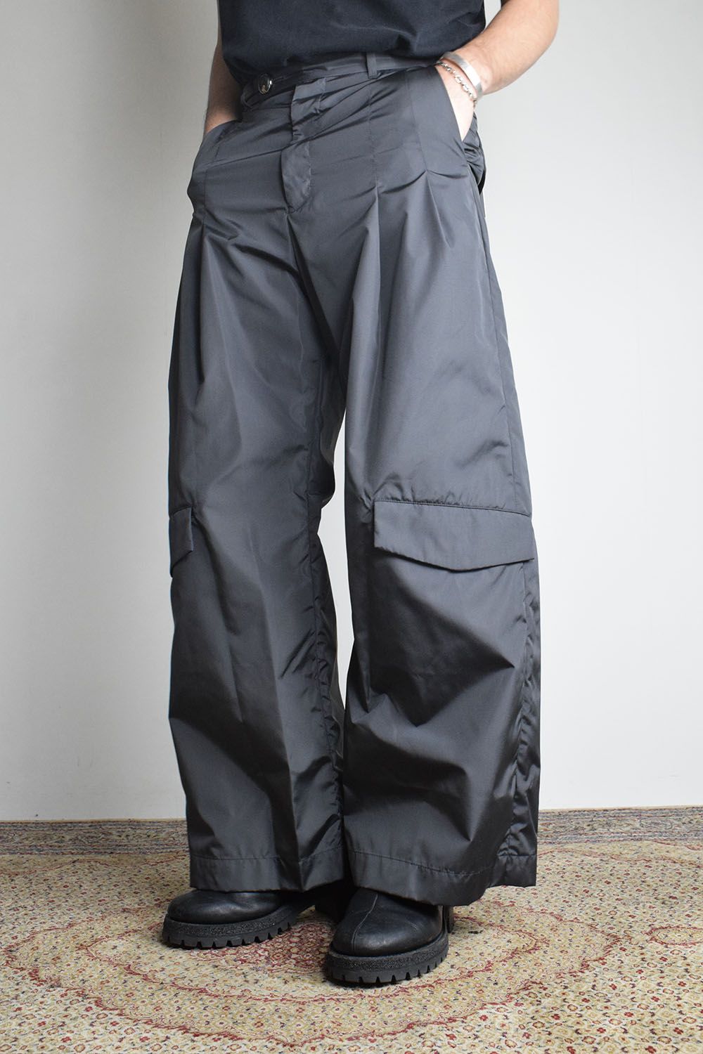 Shingle Flap Baggy Trousers "Charcoal" / シンフラップバギートラウザー"チャコール"
