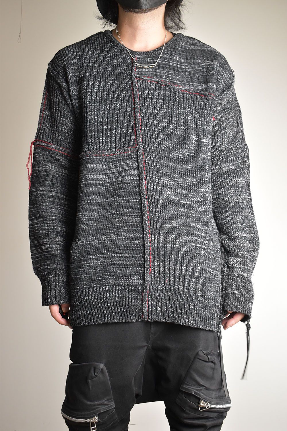 Wool Knit Zip Pullover "Charcoal" / ウールニットジッププルオーバー"チャコール"