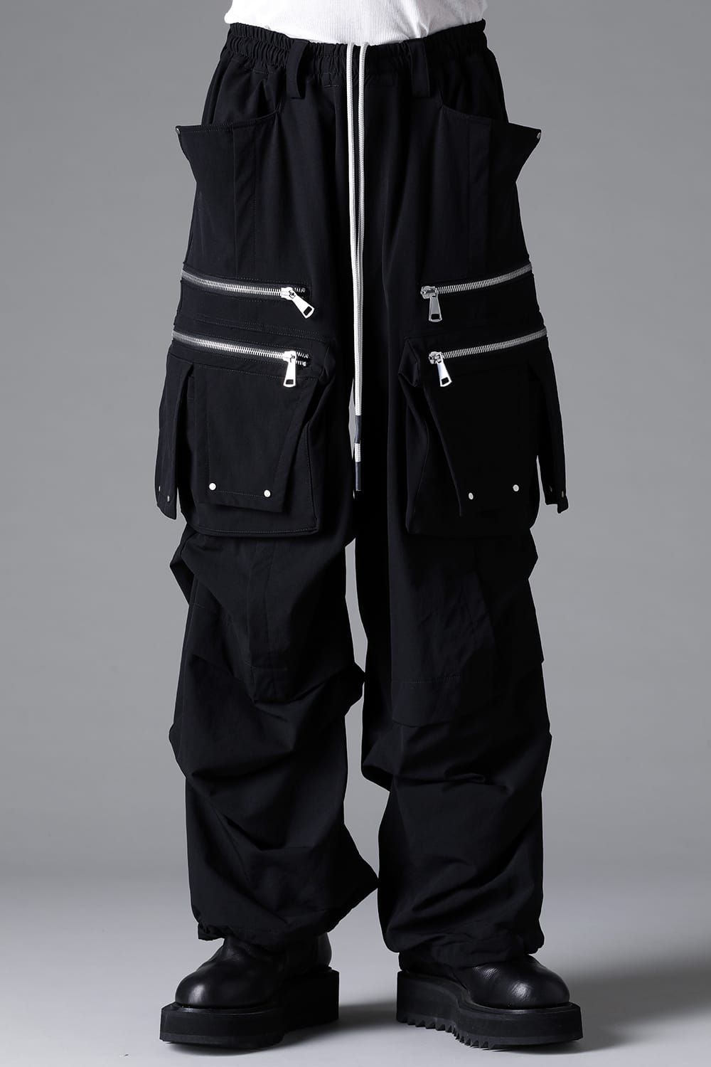 《2026SS先行予約》Stretch Nylon Cargo Tuck Wide Pants"Black" / ストレッチナイロンカーゴタックワイドパンツ"ブラック"