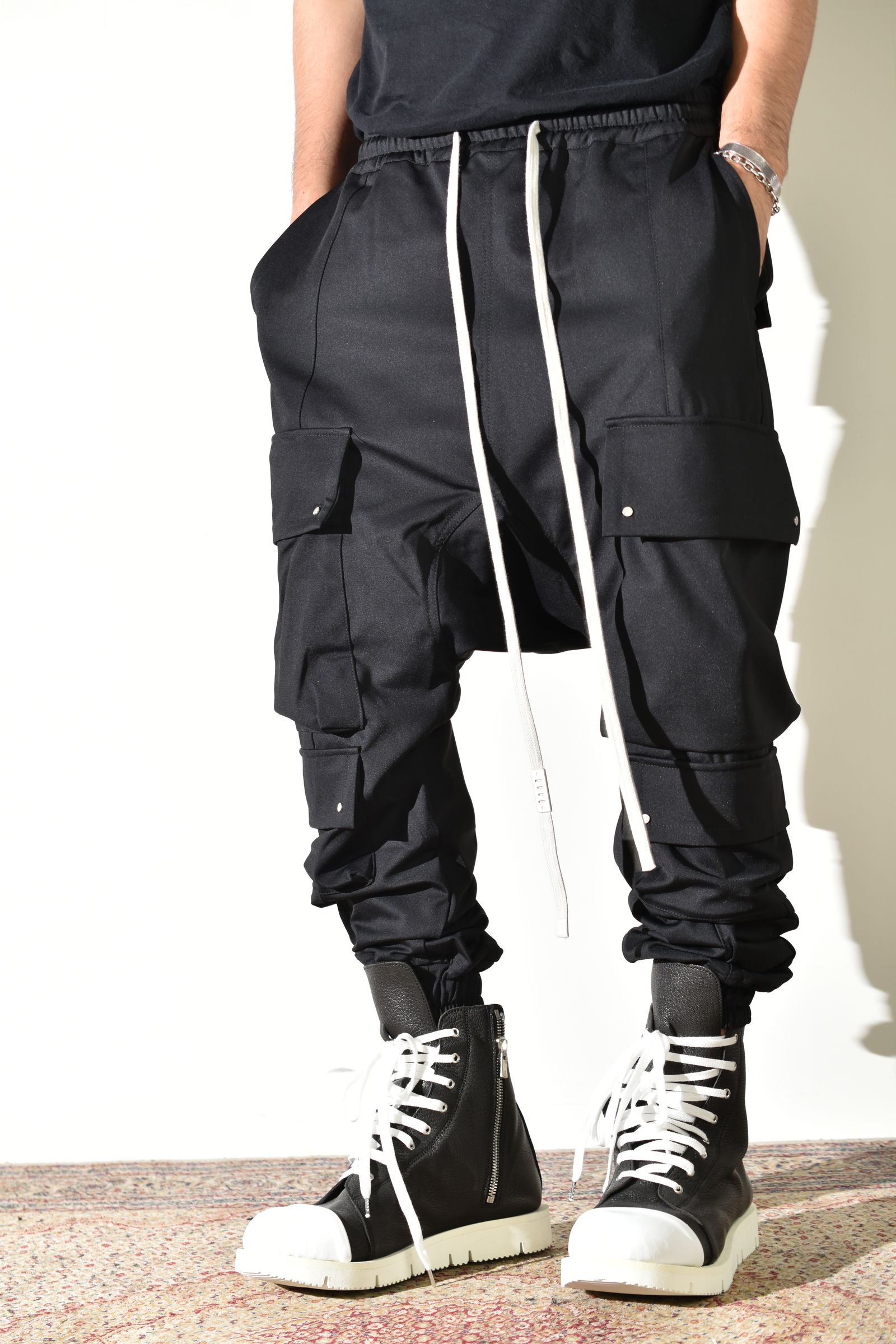 Technical Nylon Military Sarrouel Easy Pants"Black" / テクニカルナイロンミリタリーサルエルイージーパンツ"ブラック"