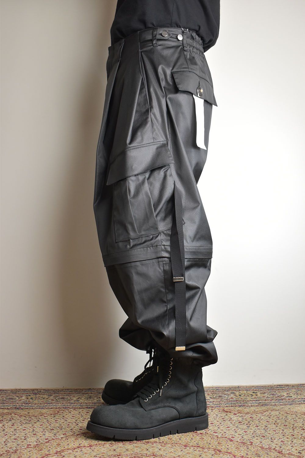 Fake Fake Leather Detachable Cargo Pants"Black"/フェイクフェイクレザーデタッチャブルカーゴパンツ"ブラック"