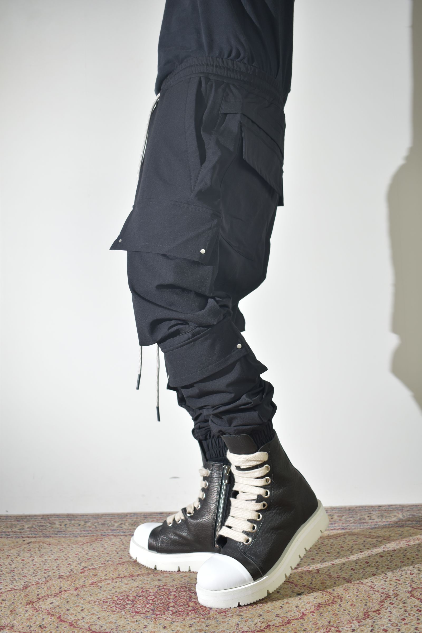 Stretch Nylon Military Sarouel Pants"Black" / ストレッチナイロンミリタリーサルエルパンツ"ブラック"