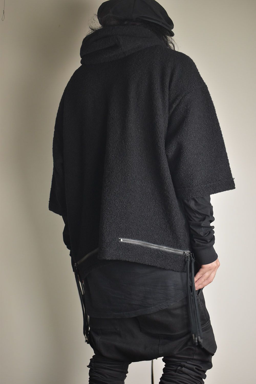 Loop Knit Oversized Layered Hooded Pullover"Black" / ループニットオーバーサイズレイヤードフーデッドプルオーバー"ブラック"