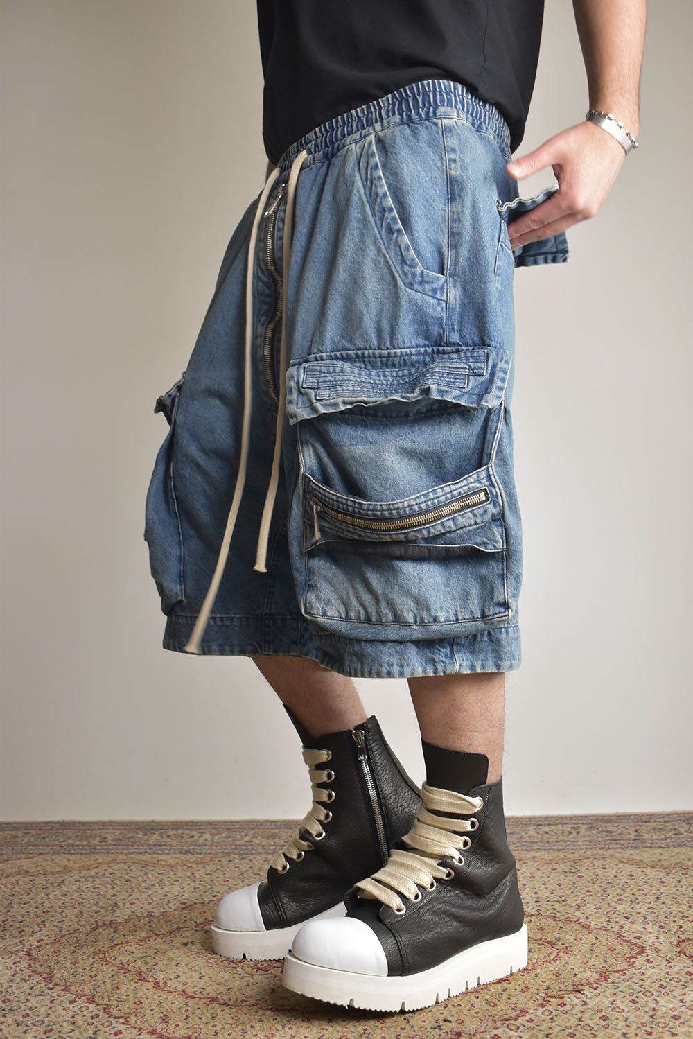 Vintage Denim Military Shorts"Blue" / ヴィンテージデニムミリタリーショーツ"ブルー"