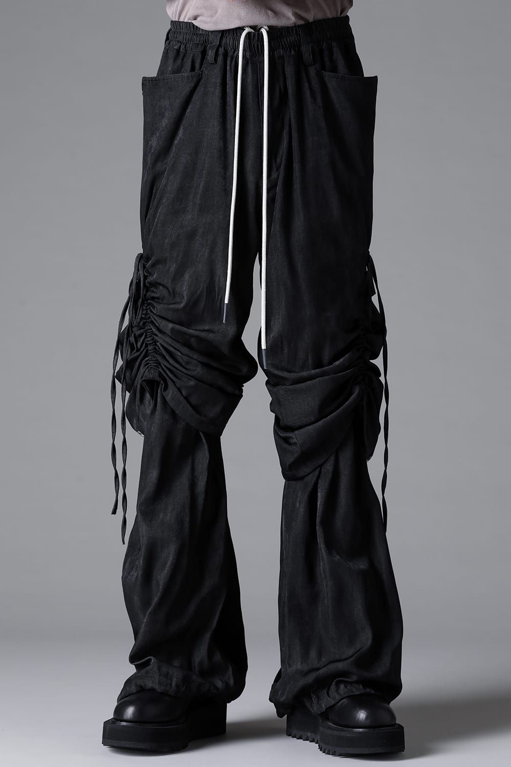 《2026SS先行予約》Layerd Gather Wide Pants"Black / Uneven D.Grey / Uneven Grey" / レイヤードギャザーワイドパンツ"ブラック/アンイーブンダークグレー/アンイーブングレー"