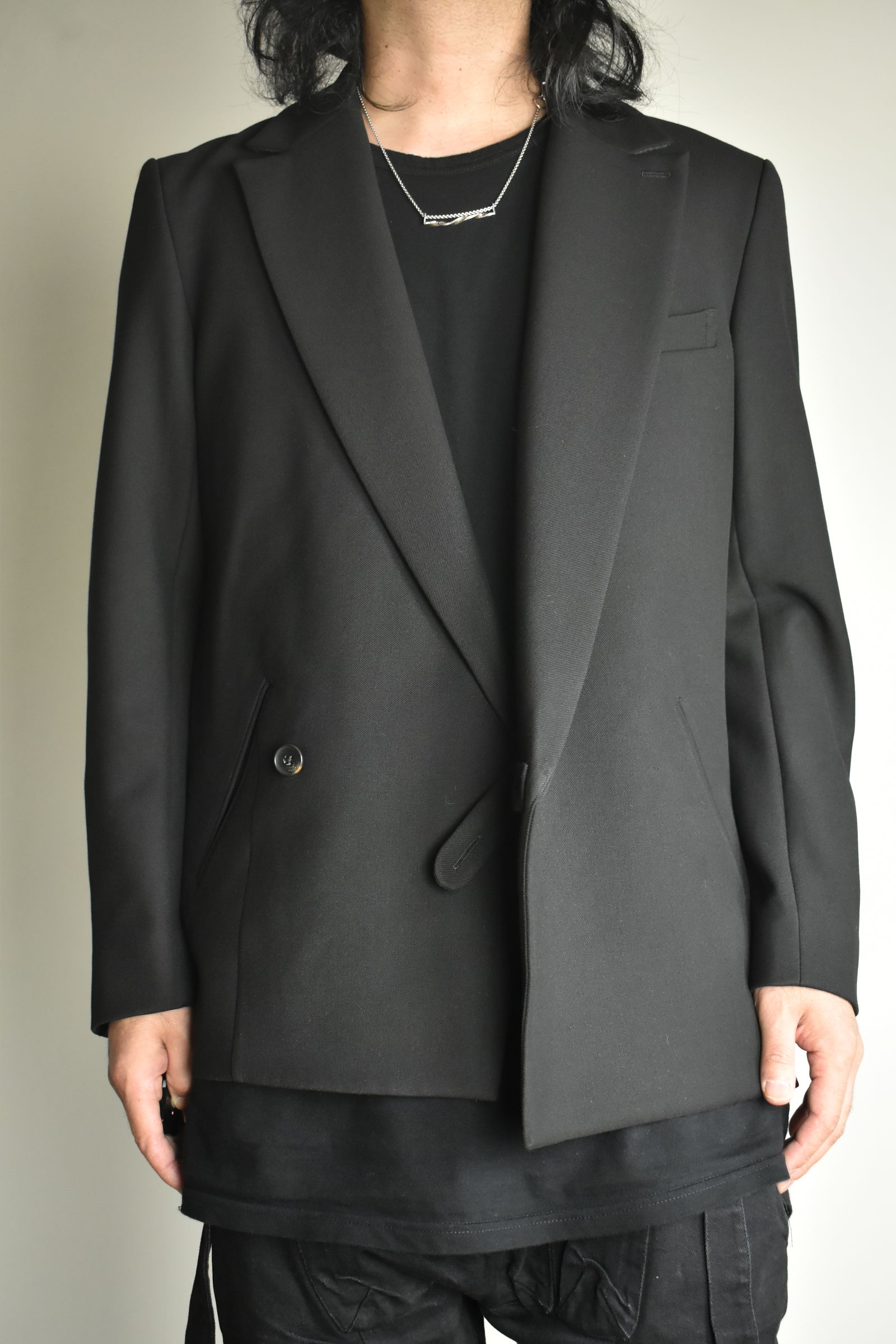 Notch Lapel Double Breasted Tailored Jacket "Black" / ノッチドラペルダブルブレストテーラードジャケット"ブラック"