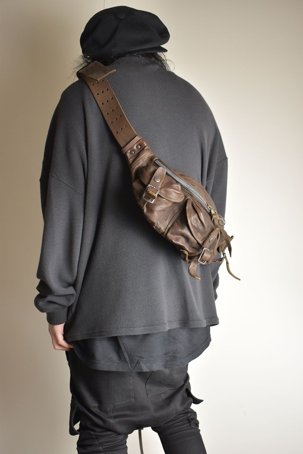 Double Shoulder 3Pin Belt Waist/Shoulder Bag"Khaki" / ダブルショルダー3ピンベルトウエスト/ショルダーバッグ"カーキ"