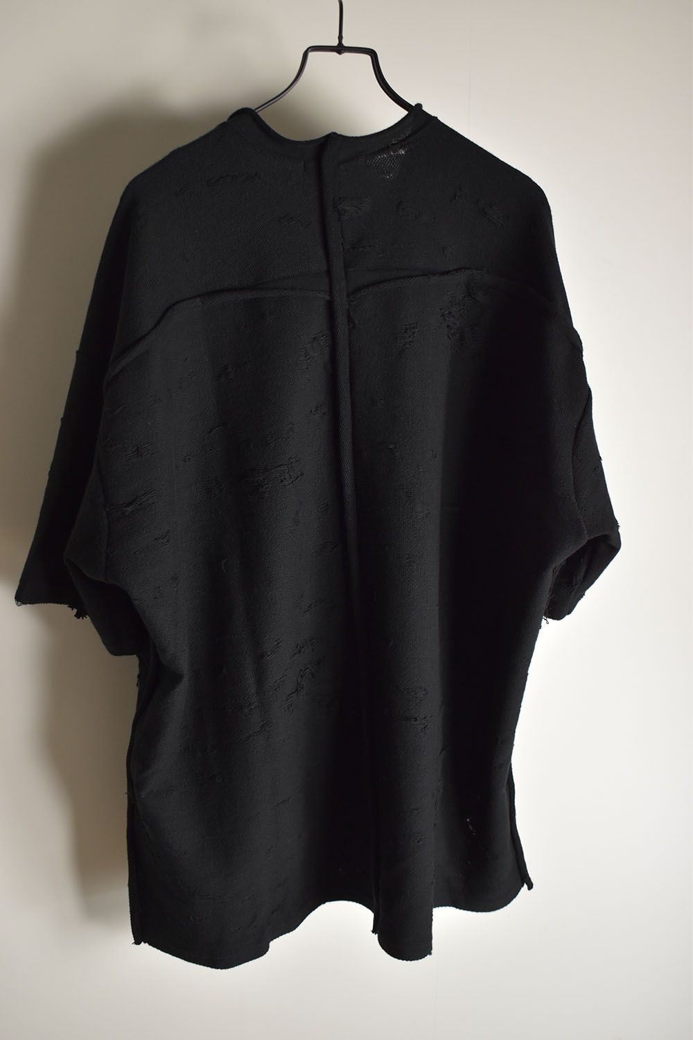 Cotton Damege Jaquard Over Sized Short Sleeve Tee"Black"/コットンダメージジャガードオーバーサイズショートスリーブTee"ブラック"