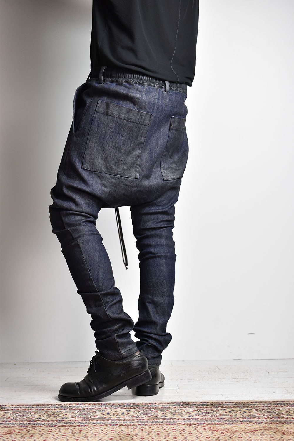 《2025AW先行予約》Coated Stretch denim Sarouel skinny"Blue" / コーティングストレッチデニムサルエルスキニー"ブルー"