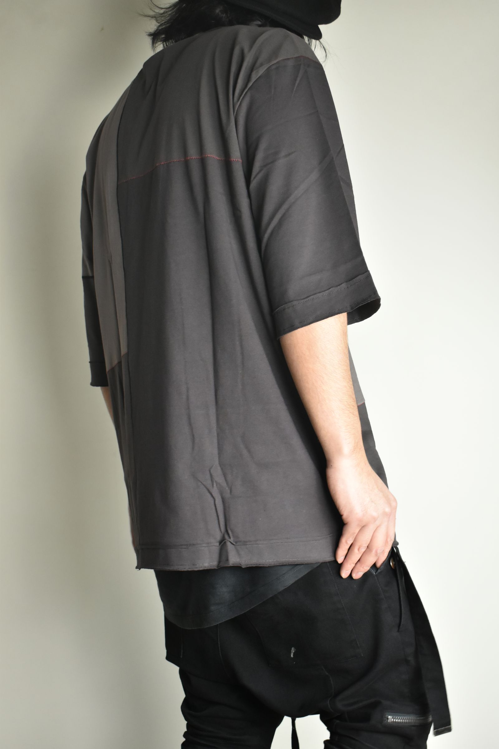 Multi Color Patchwork T-shirt"Charcoal" / マルチカラーパッチワークTシャツ"チャコール"