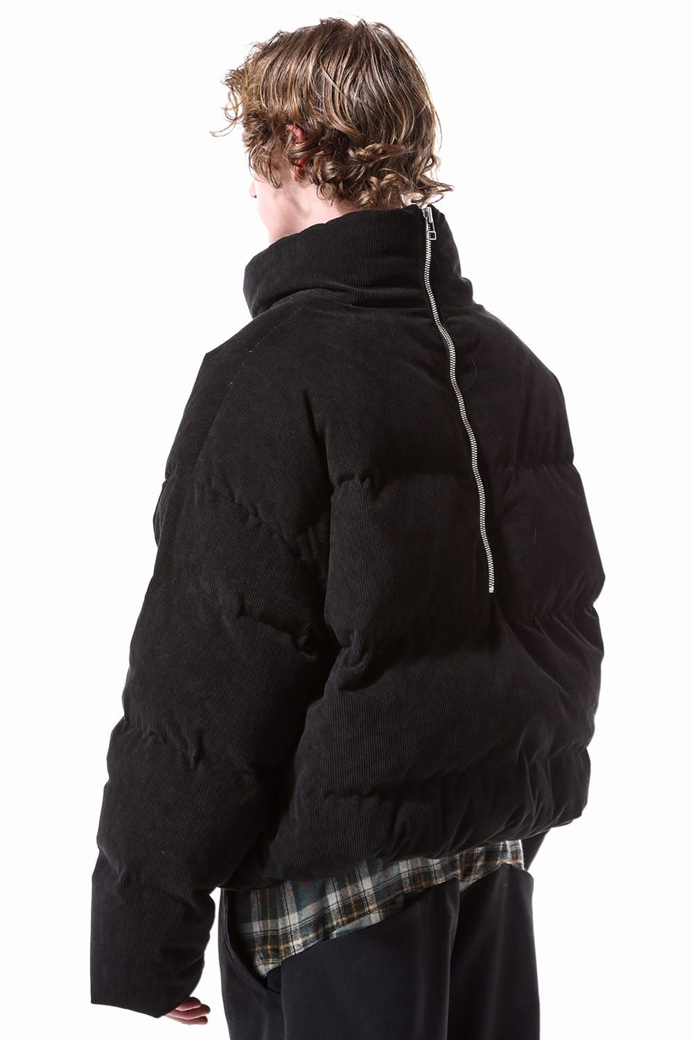 Corduroy High Neck Down jacket"Black/Brown"/コーデュロイハイネックダウンジャケット"ブラック/ブラウン"