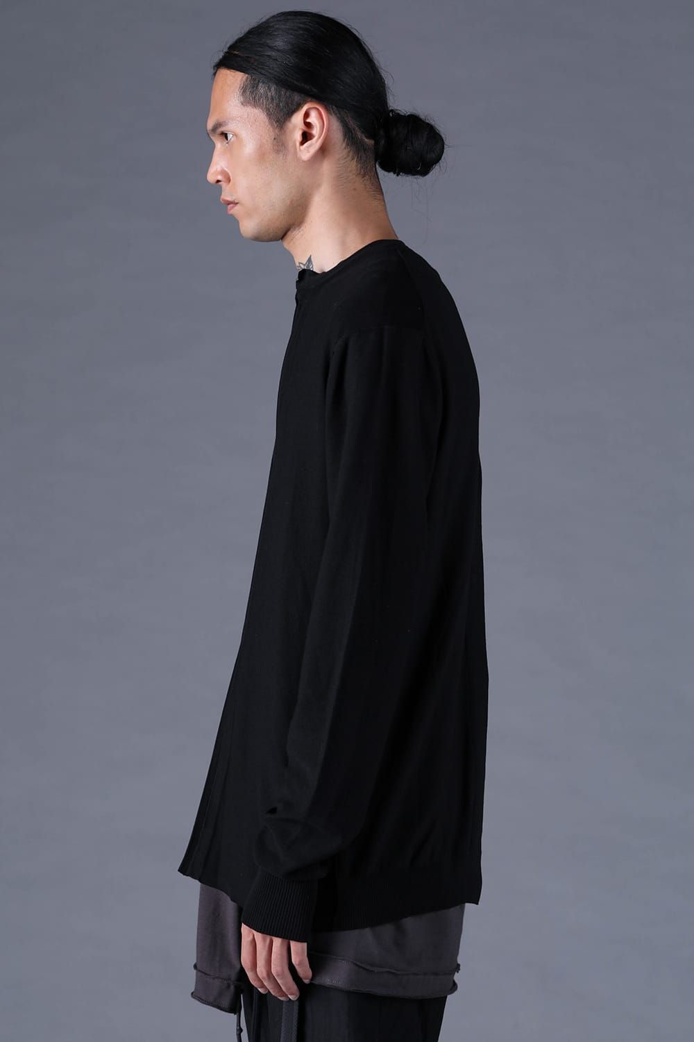 《2027SS先行予約分》16G High Gauge Silk Cotton Knit Cardigan"Black / Navy" / 16Gハイゲージシルクコットンニットカーディガン"ブラック / ネイビー"