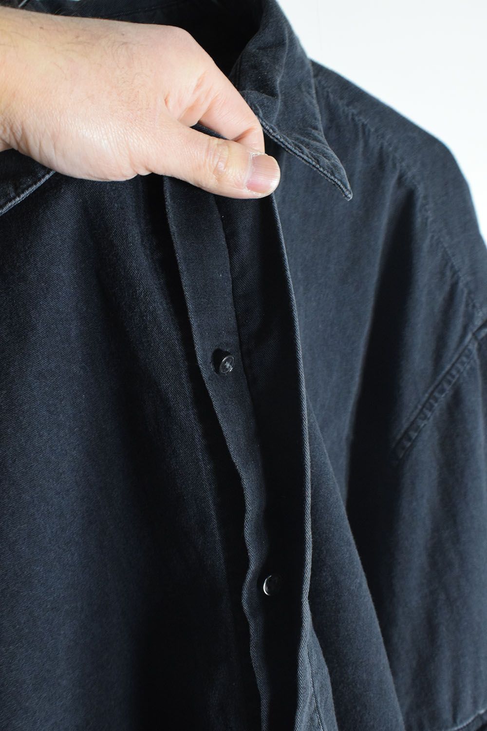 Detachable Sleeve Hook Cuff Shirt"Black Washed" / デタッチャブルスリーブホックカフスシャツ"ブラックウォッシュド"