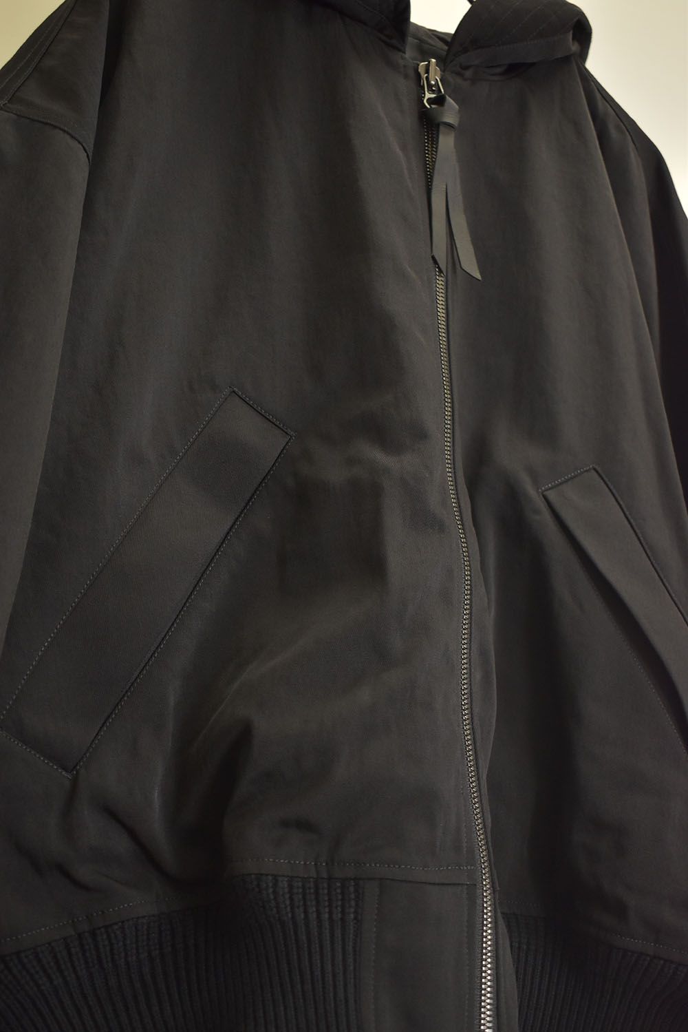 Nylon Wool Twill Hooded Jacket"Black" / ナイロンウールツイルフーデッドジャケット"ブラック"