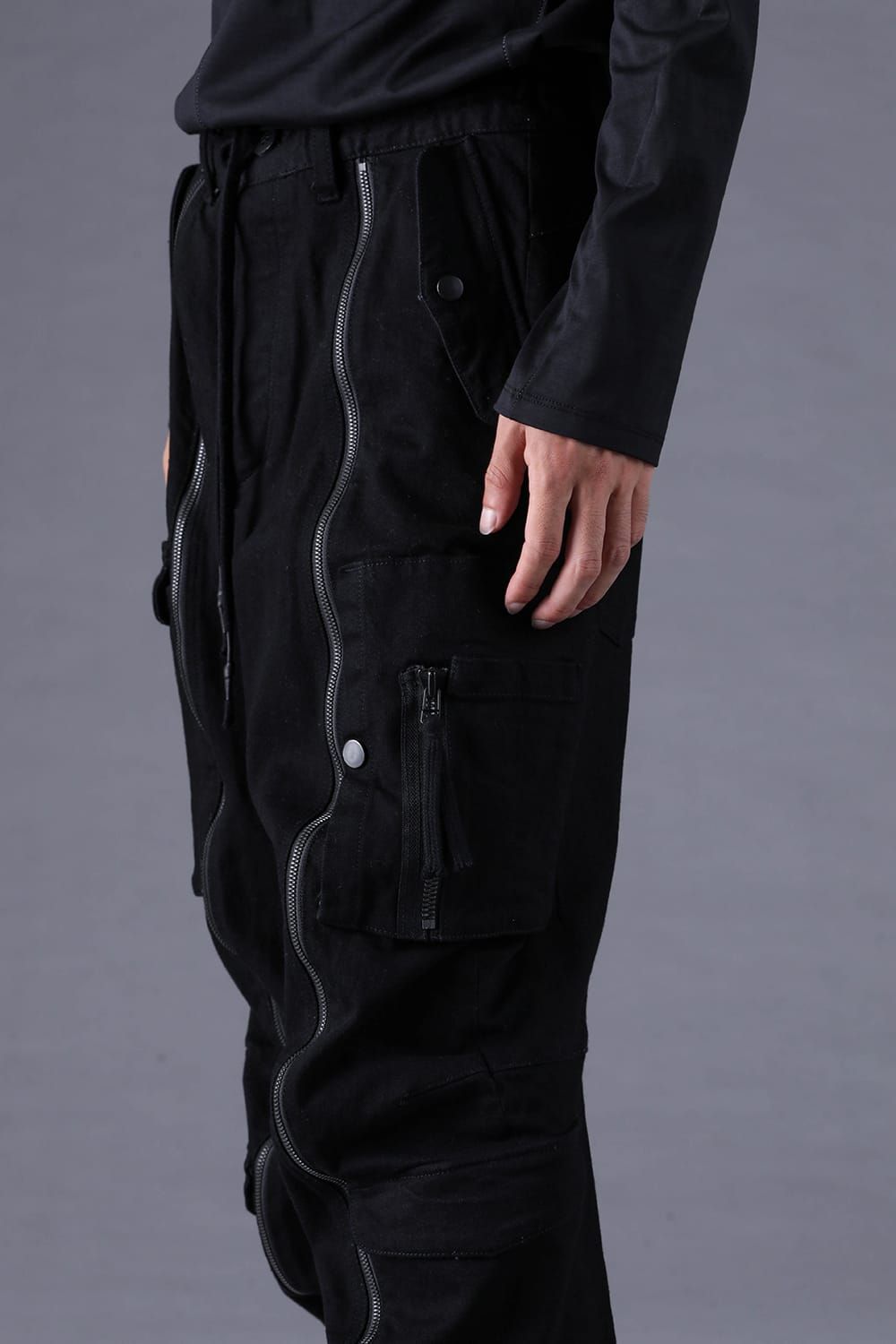 《2027SS先行予約分》Stretch Denim Parachute Cargo Jog Pants"Black" / ストレッチデニムパラシュートカーゴジョグパンツ"ブラック"