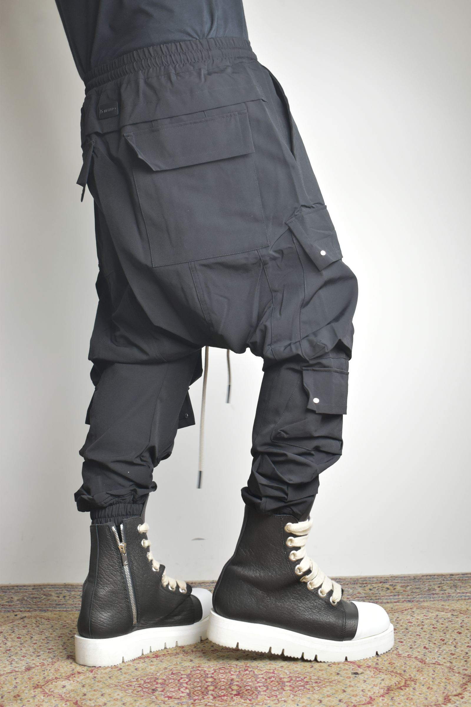 Stretch Nylon Military Sarouel Pants"Black" / ストレッチナイロンミリタリーサルエルパンツ"ブラック"