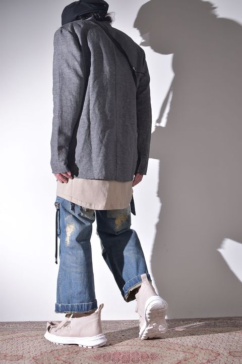 加工感のあるワイドクロップドデニム