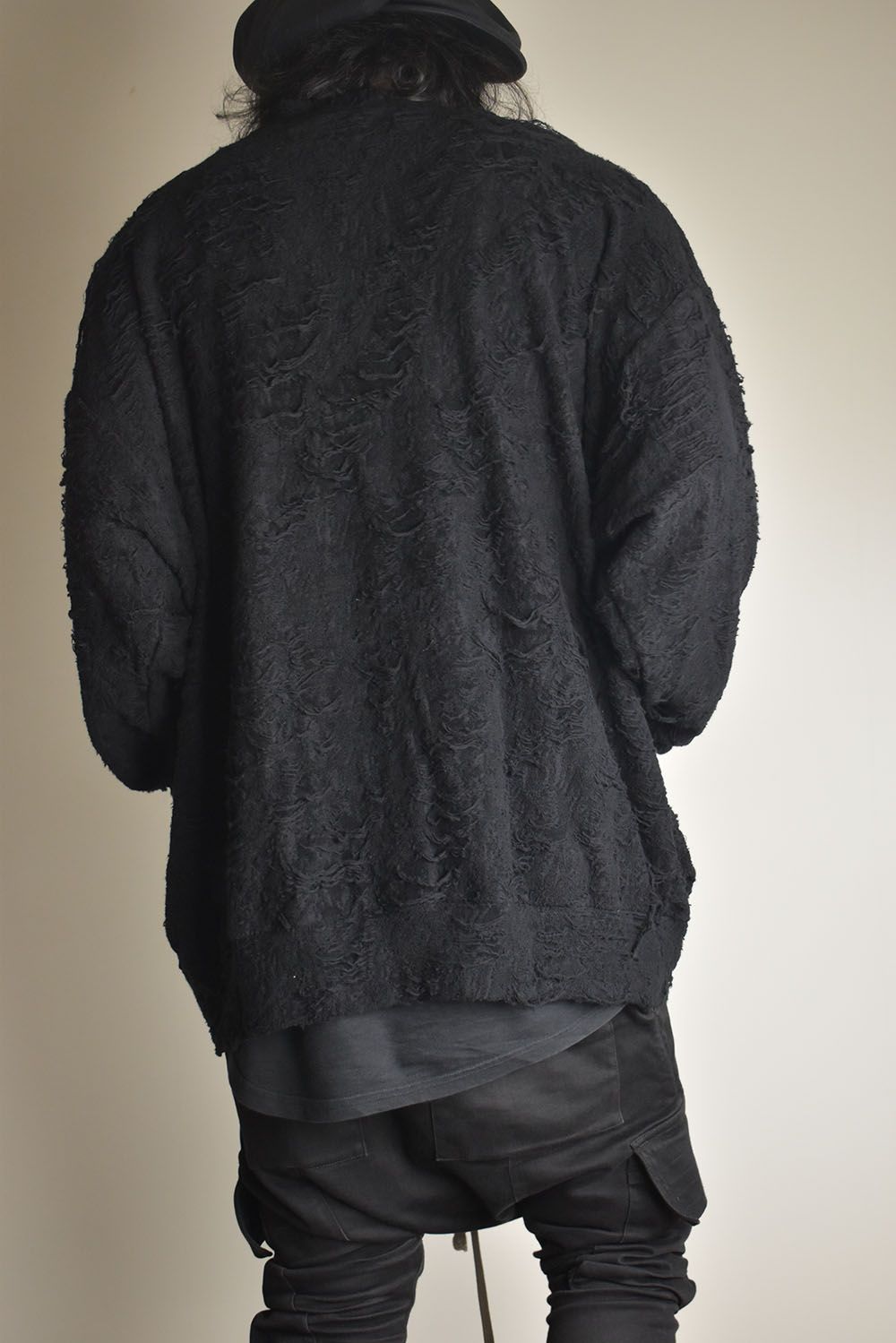 Damage Pile Jumbo Cardigan"Black" / ダメージパイル ジャンボカーディガン"ブラック"