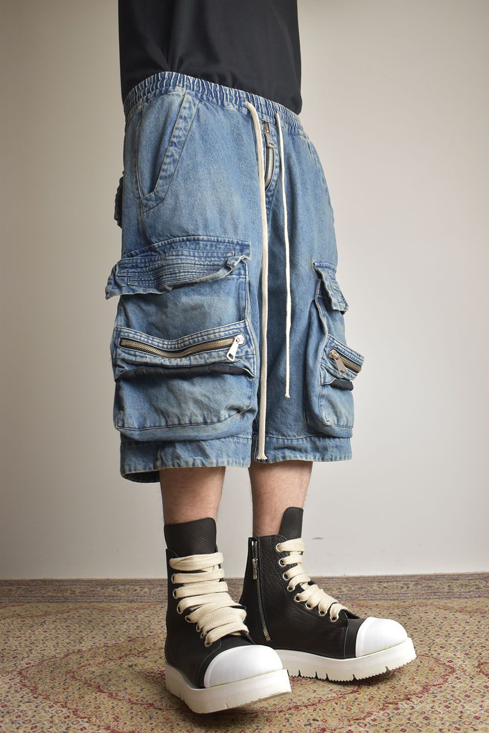 Vintage Denim Military Shorts"Blue" / ヴィンテージデニムミリタリーショーツ"ブルー"