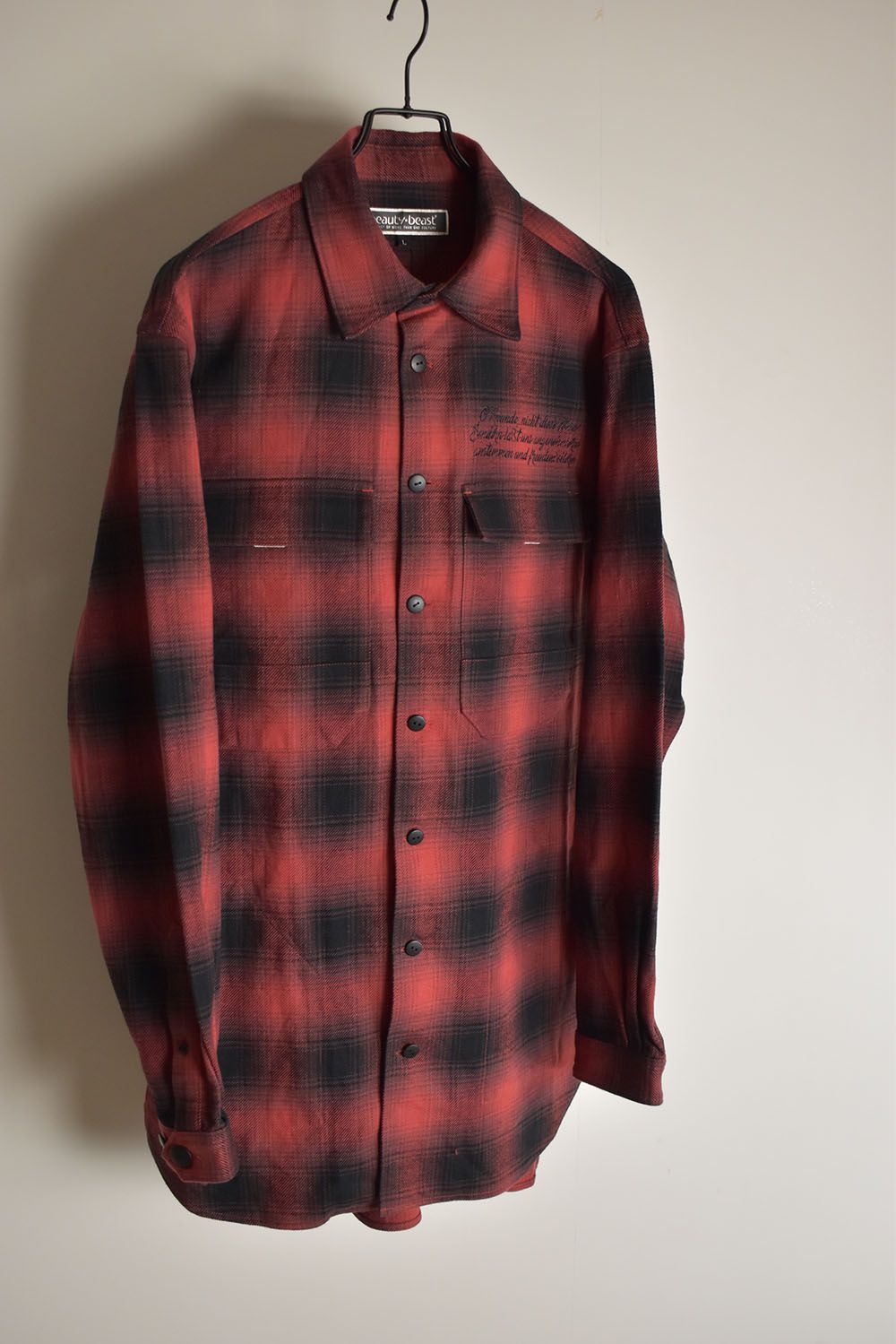 Ombre Check Long Shirts Jacket"Red Check" / オンブレチェックロングシャツジャケット"レッドチェック"