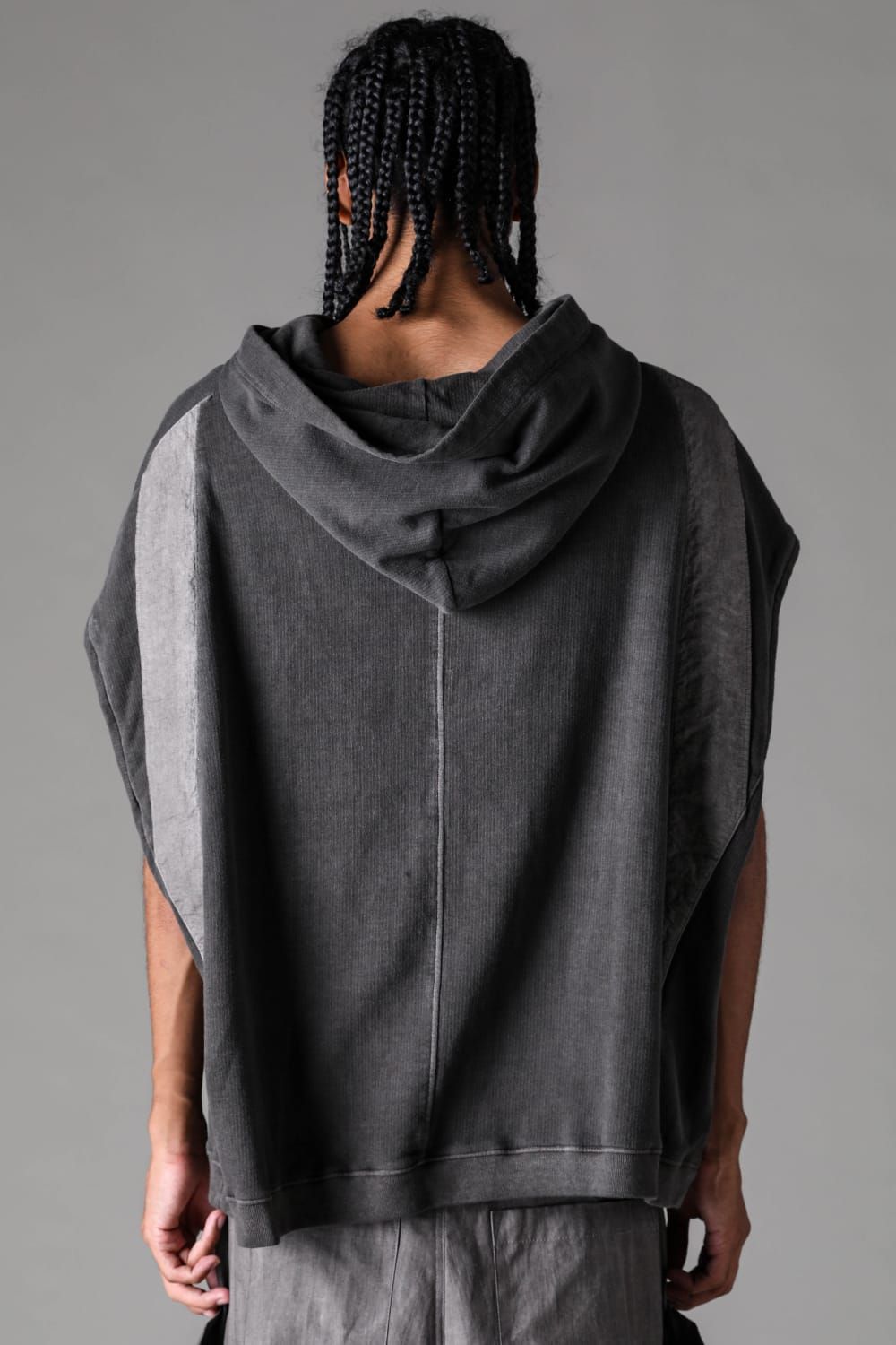 《2027SS先行予約》Sumi Dyed Lightweight French Terry Sleeve Less Hoodie "L.Grey  / D.Grey" / 墨染ミニ裏毛スリーブレスフーディ"ライトグレー / ダークグレー"