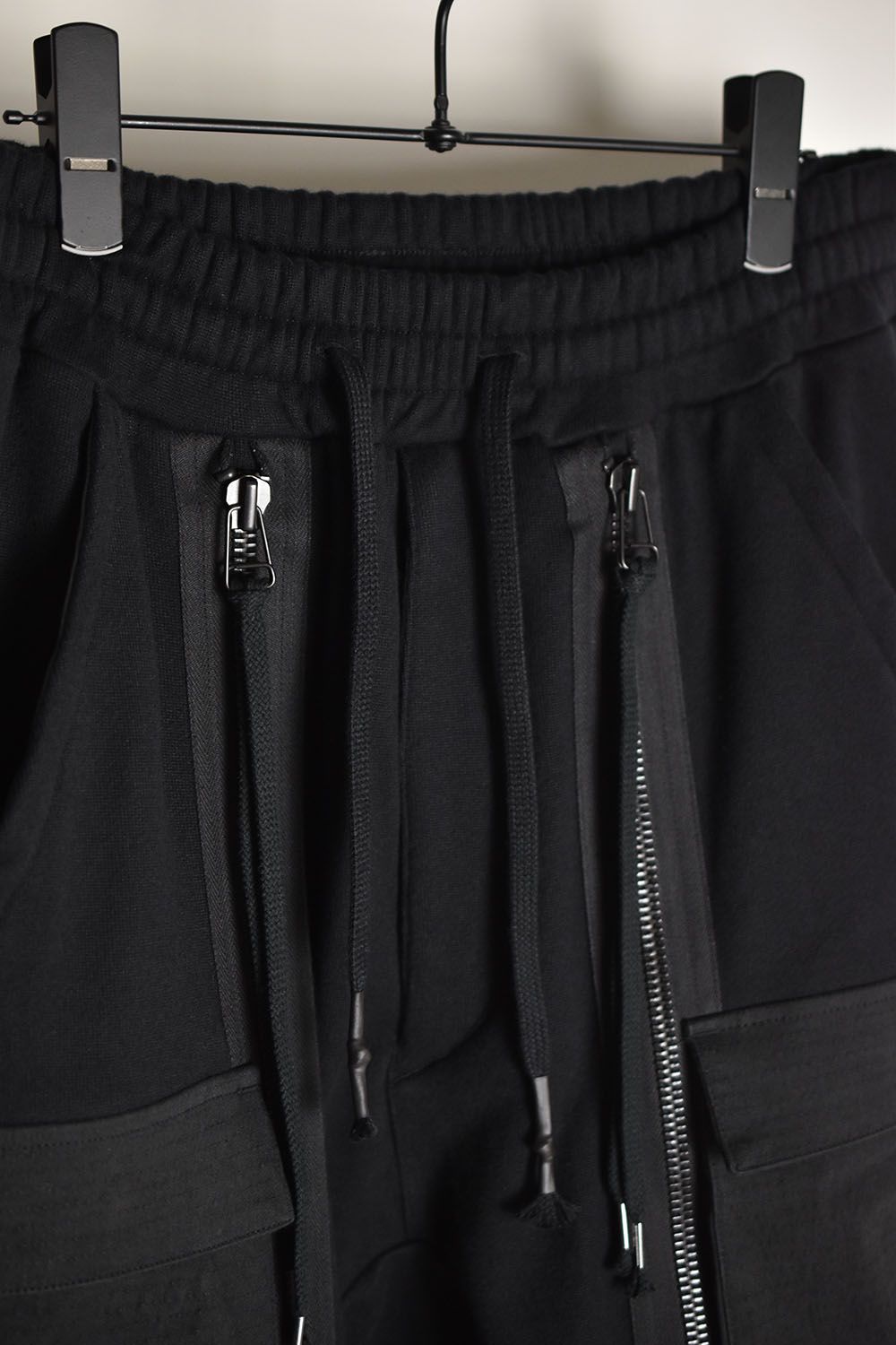 Non-ply Yarn Lined Drop Crotch Cargo Wide Jogger Pants"Black"/無撚糸裏毛ドロップクロッチカーゴワイドジョガーパンツ"ブラック"