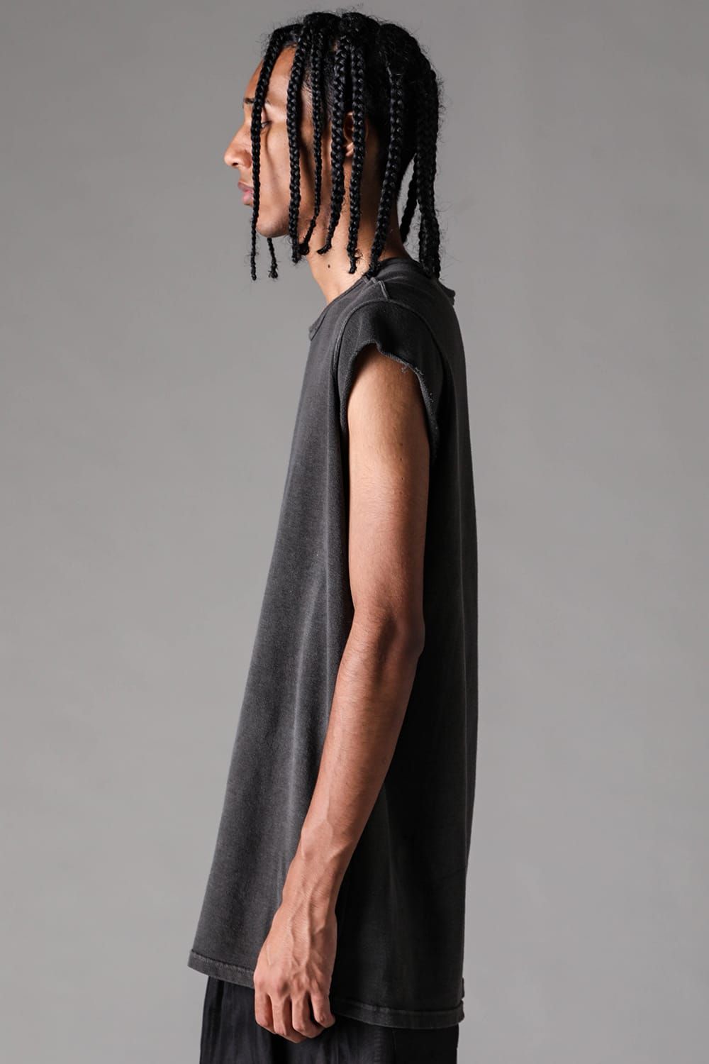 《2027SS先行予約》Sumi Dyed Lightweight French Terry Tank Top "D.Grey" / 墨染ミニ裏毛タンクトップ"ダークグレー"