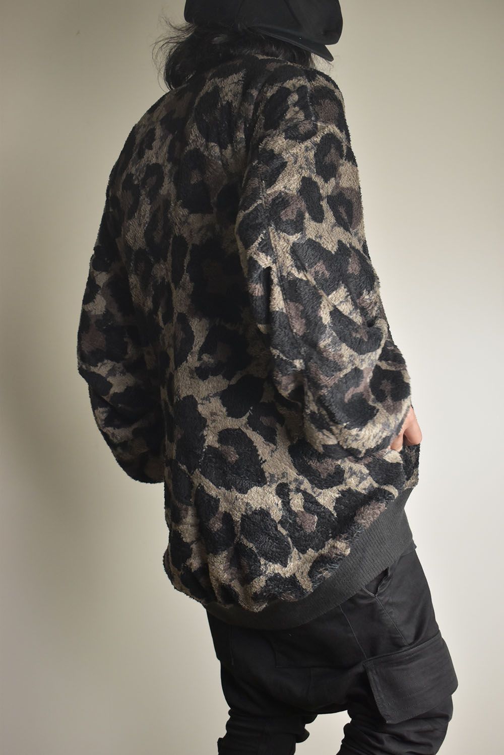 Large Leopard Fleece Cardigan "Dark Leopard" / ラージレオパードフリースカーディガン"ダークレオパード"