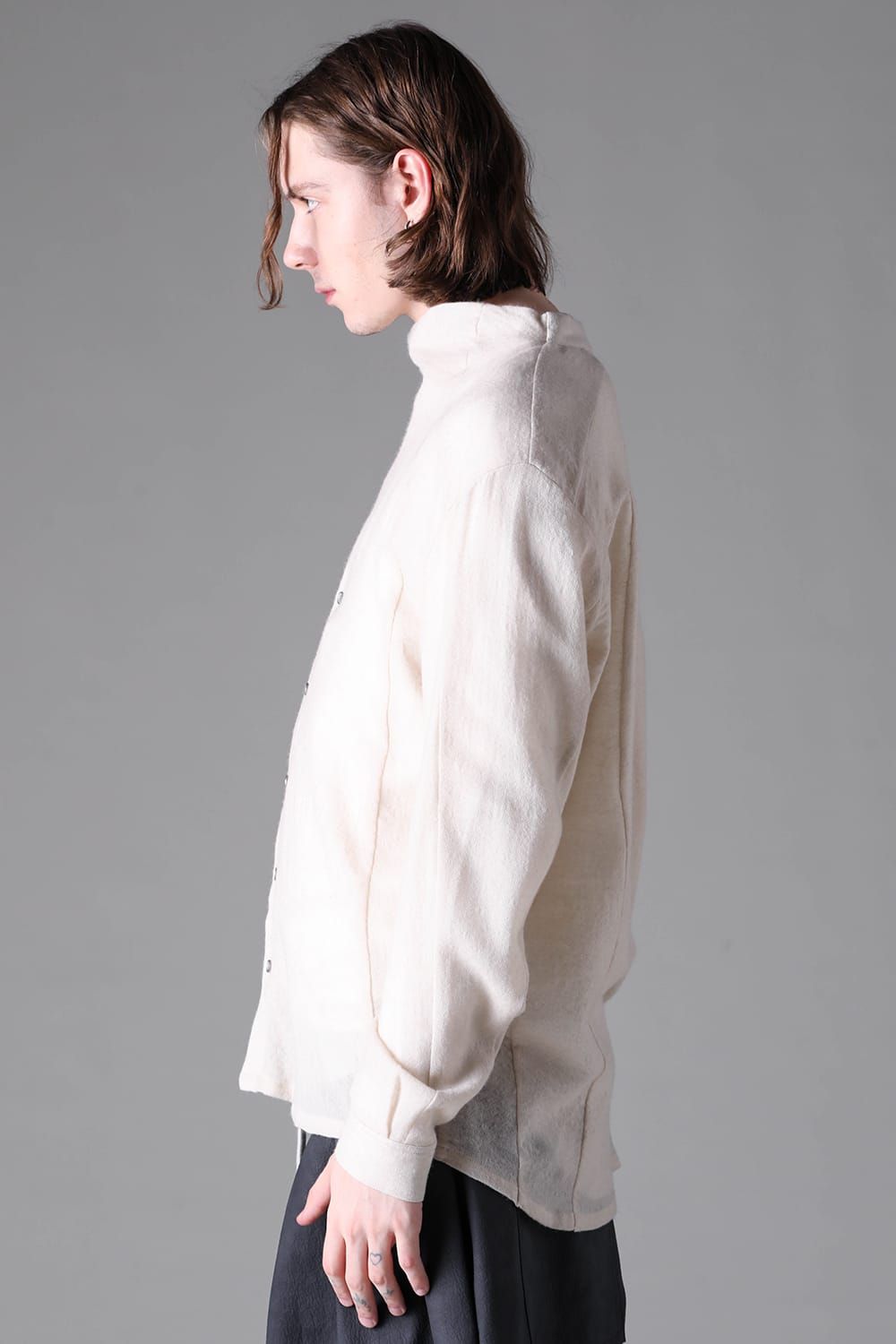 《2026AW先行予約》Fluid  High Neck Shirts"Black / Ivory" /  フルイド ハイネックシャツ"ブラック/アイボリー"