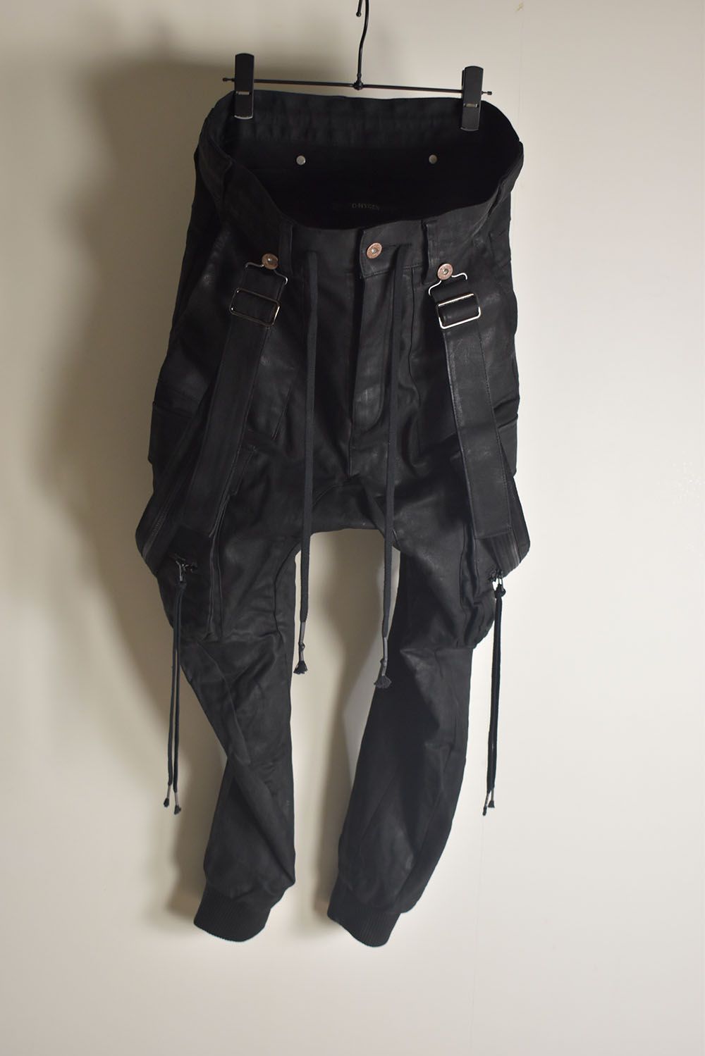 Product Coated Suspenders Cargo Jog Pants "Black" / 製品コーティングサスペンダーベルトカーゴジョグパンツ"ブラック"