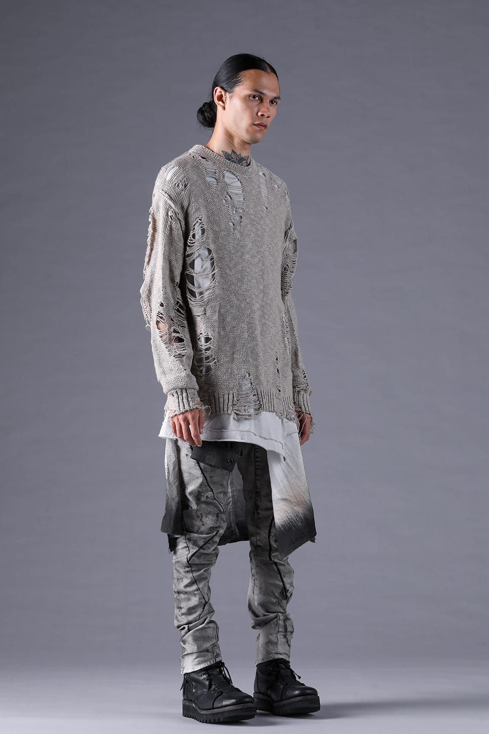 《2027SS先行予約分》3G Damage Knit Pullover "Grey" / 3Gダメージニットプルオーバー"グレー"