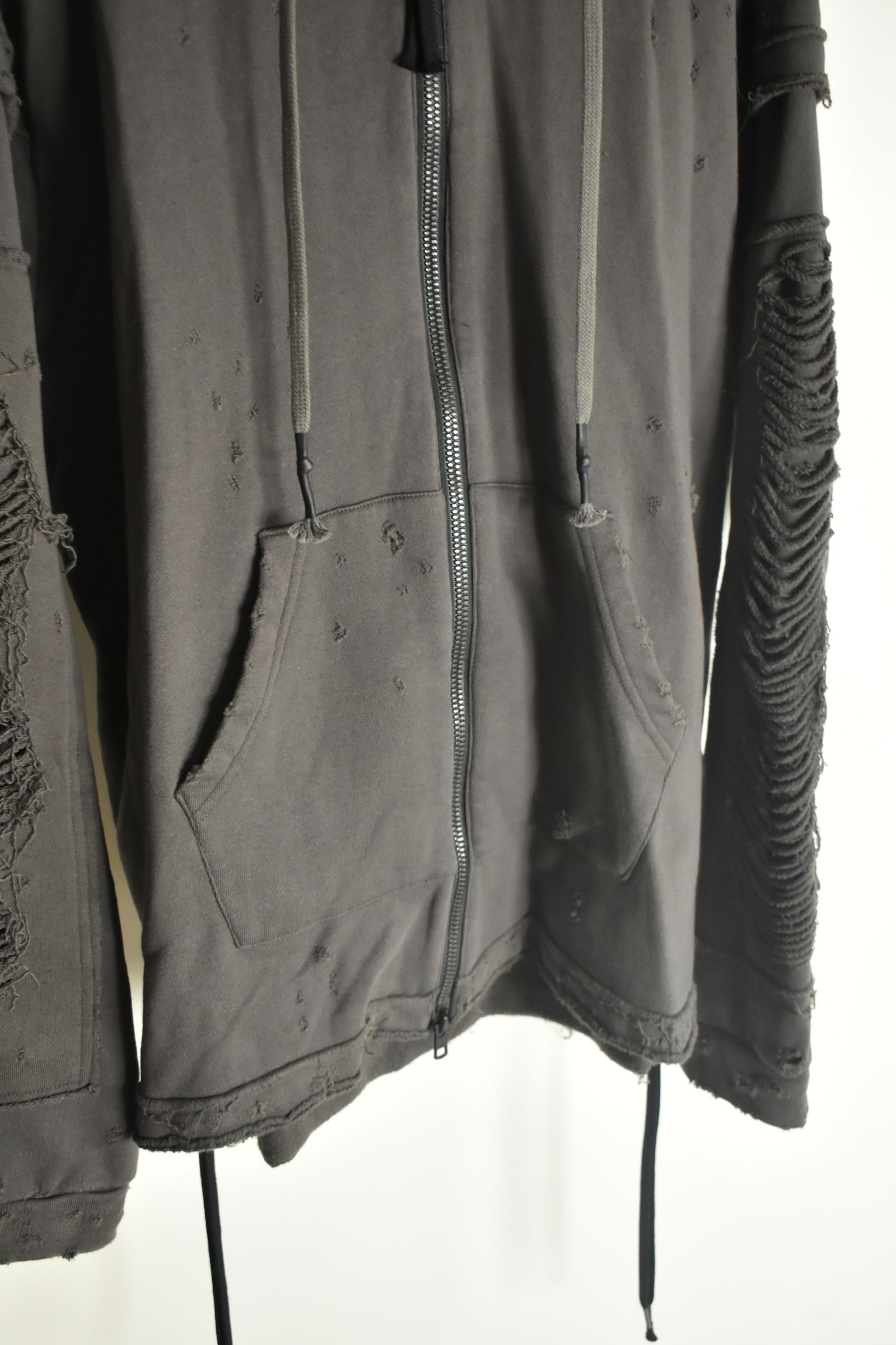 Untwisted Yarn Fleece Shotgun Zip-Up Hoodie"Charcoal" / 無撚糸裏毛ショットガンジップアップフーディー"チャコール"