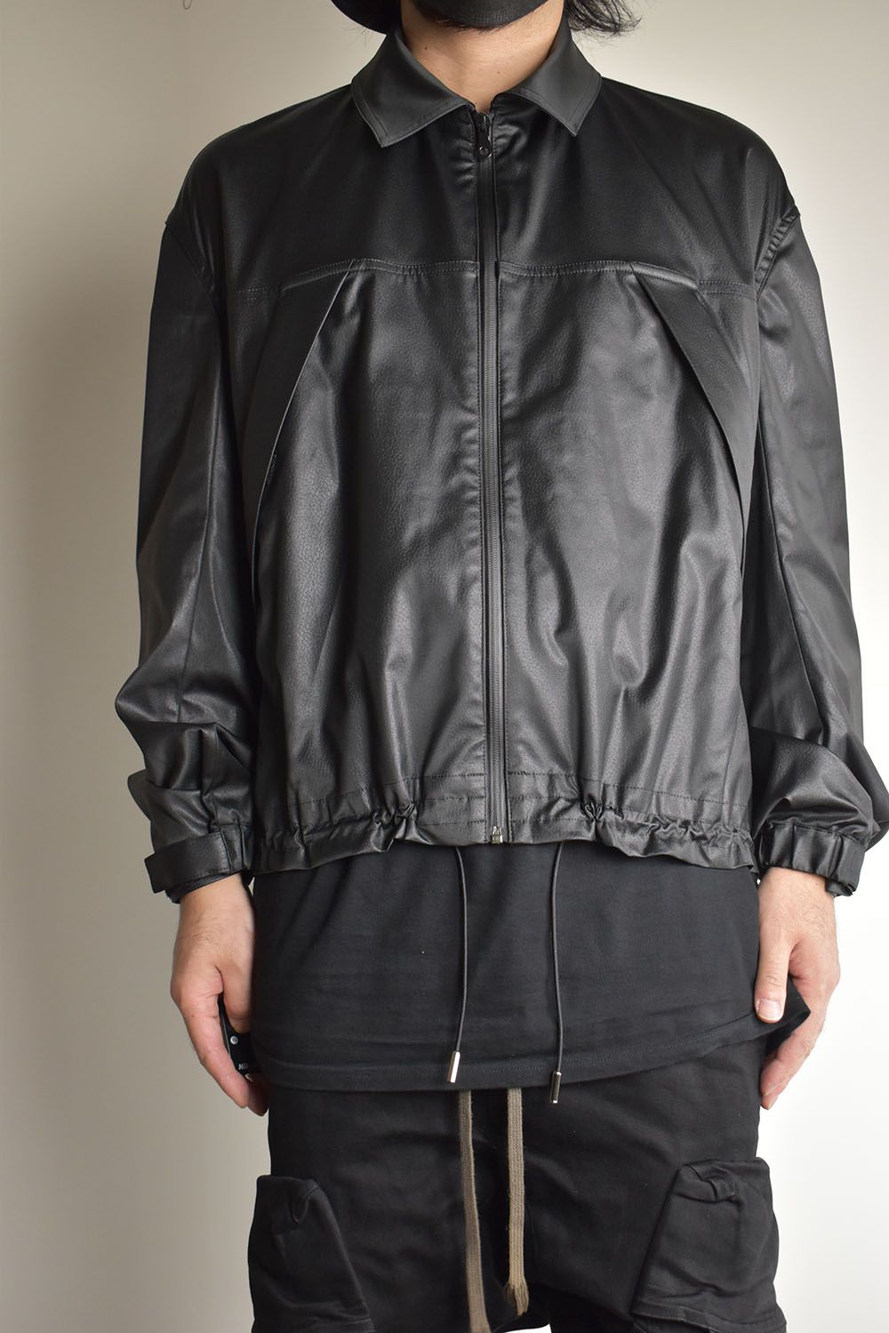 Fake Fake Leather Flight Jacket"Black"/フェイクフェイクレザーフライトジャケット"ブラック"