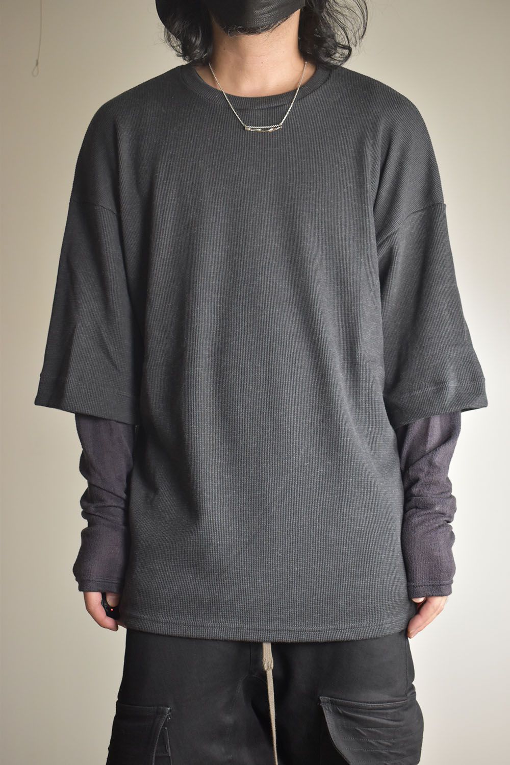Layered Crew Neck Top"D.Grey" / レイヤードクルーネックトップ"ダークグレー"