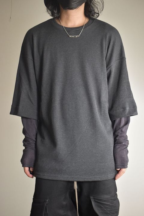 Layered Crew Neck Top"D.Grey" / レイヤードクルーネックトップ"ダークグレー"