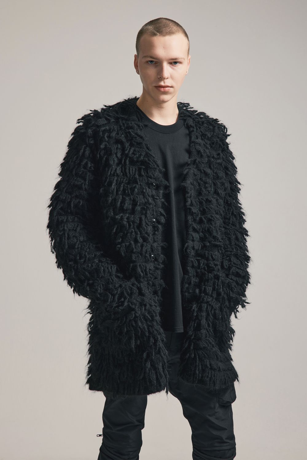 5GG Long Pile Knit Cardigan"Black" / ロングパイルニットカーディガン"ブラック"