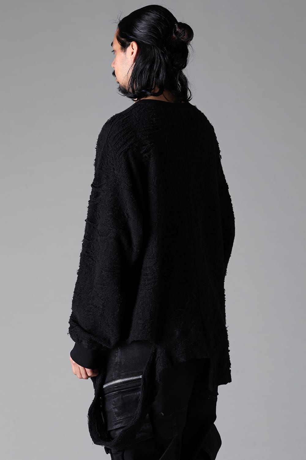 《2025AW先行予約》Damage Pile Arymmetry Crew Neck Top"Black" / ダメージパイル アシンメトリークルーネックトップ"ブラック"