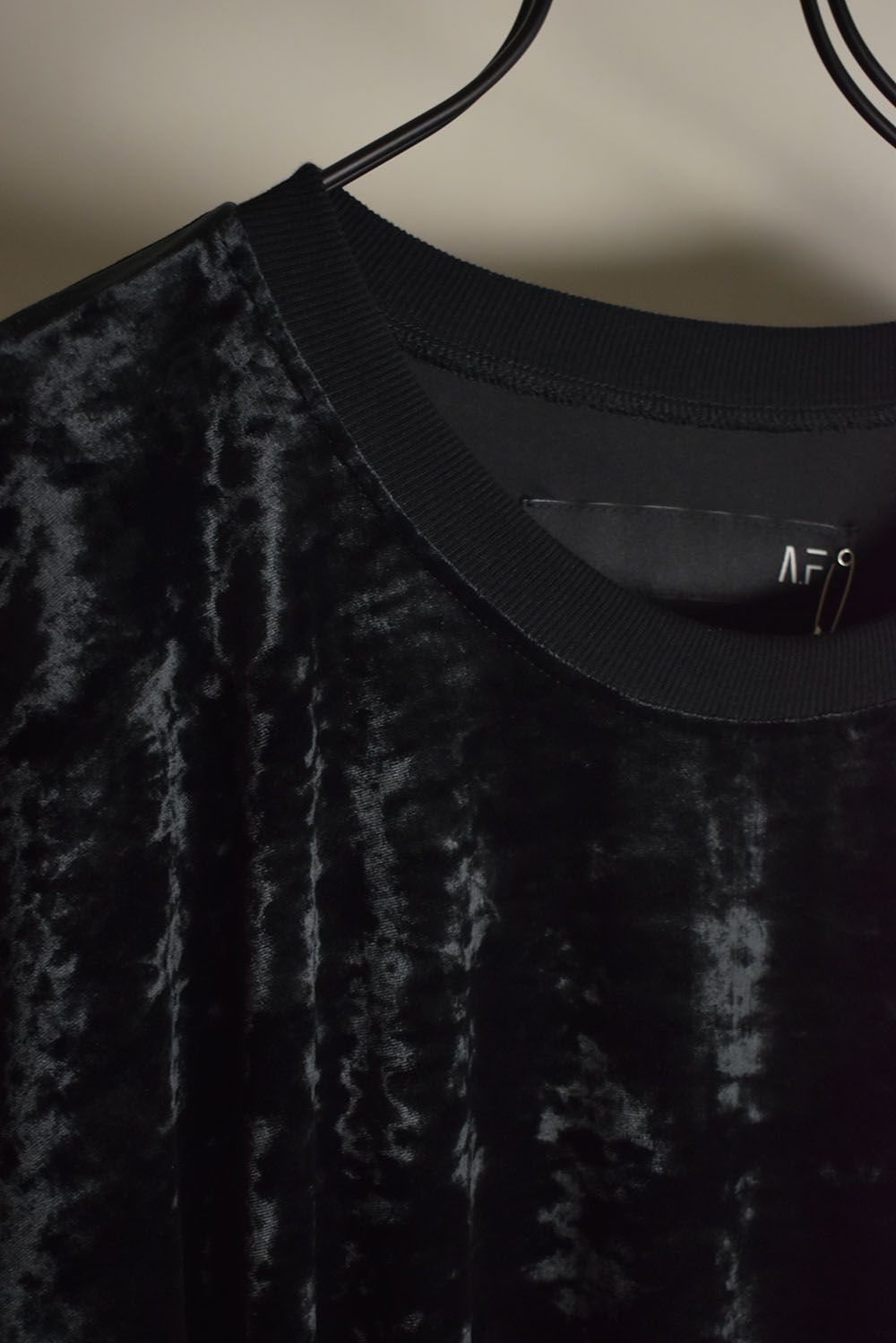 Washer Velor Jumbo Crew Neck Top"Black" / ワッシャーベロアジャンボクルーネックトップ"ブラック"