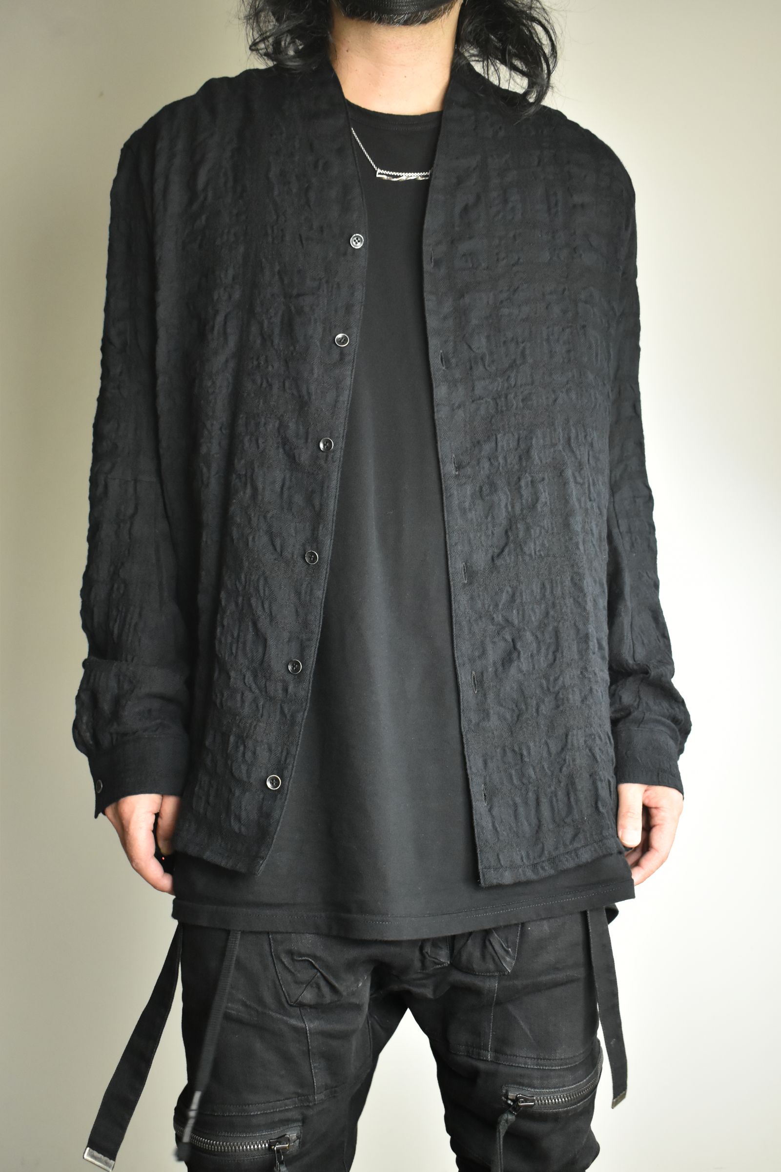 Shadow Check Shawl Collar Shirt"Black" / シャドウチェックショールカラーシャツ"ブラック"