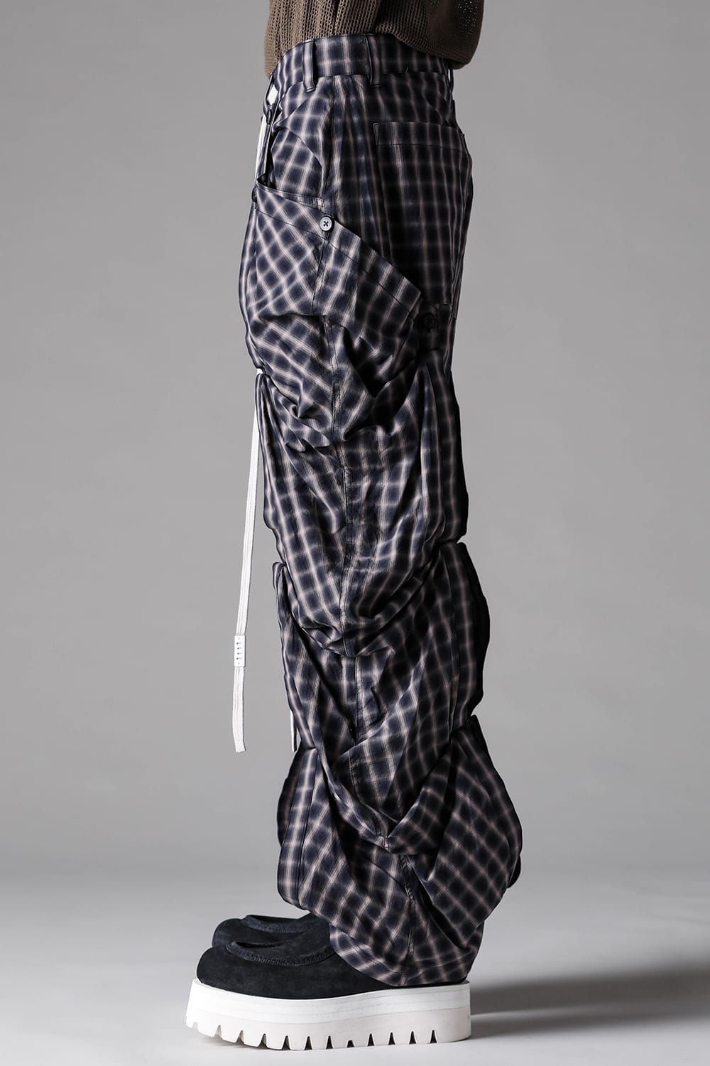 《2027SS先行予約》Plaid Side Layered Pants"Black Plaid / Brown Plaid " / プレイドサイドレイヤードパンツ"ブラックプレイド / ブラウンプレイド"