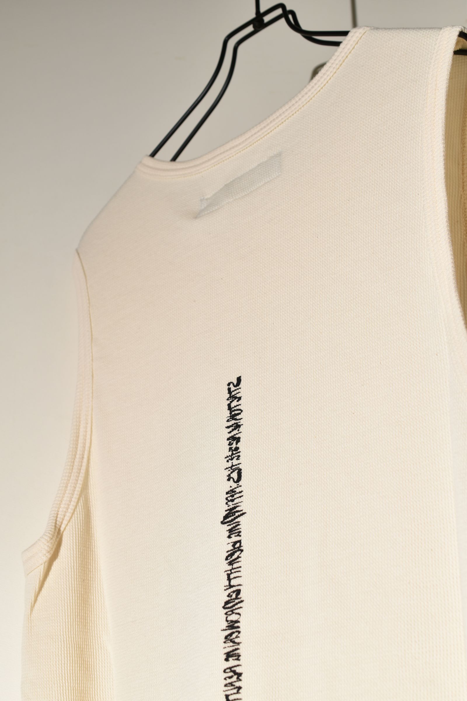 Back Printed Waffle Jersey Long Tank Top"Ivory" バックプリントワッフルジャージーロングタンクトップ"アイボリー"