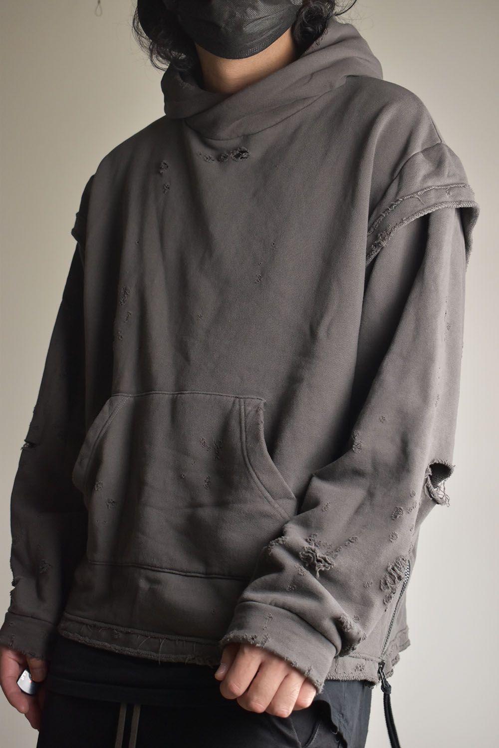 Untwisted Sweat Oversized Pullover Hoodie "Charcoal" / 無撚糸裏毛オーバーサイズプルオーバーフーディー"チャコール"