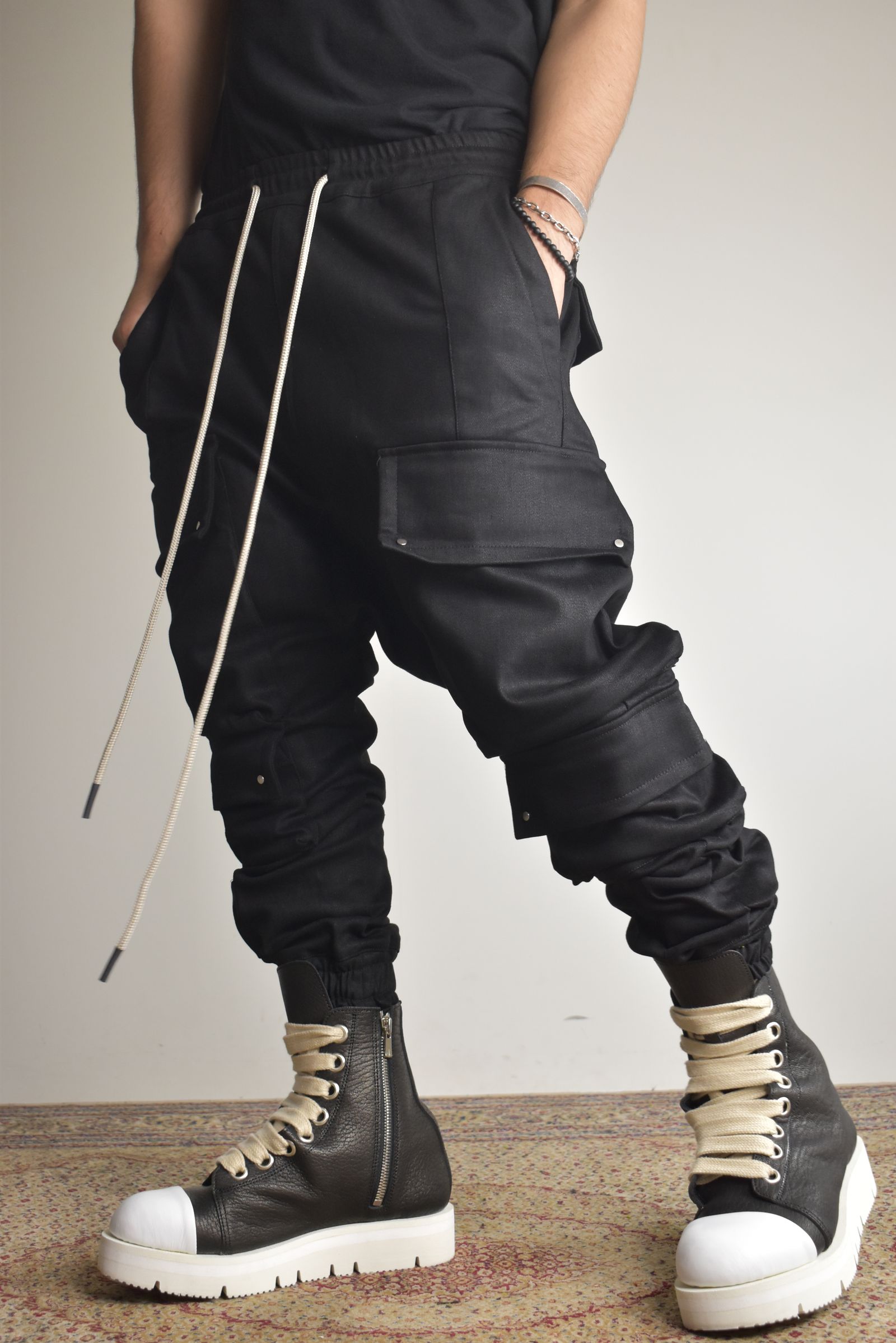 Bonding Sarouel Cargo Jogger Denim"Black" / ボンディングサルエルカーゴジョガーデニム"ブラック"